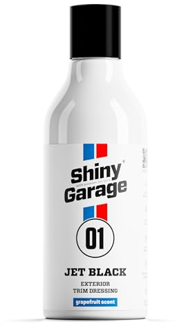 SHINY GARAGE Jet Black 250 ML | Auto Kunststoffpflege Außen, Stellt Tiefschwarze Farbe Wieder Her, UV-Schutz, Lösungsmittelfreie Formel, Natürliches Finish, Frischer Duft