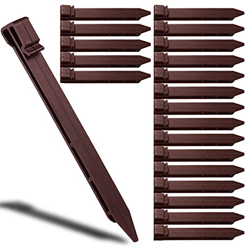 Aoipend Lot de 30 piquets de Jardin en Plastique Robustes pour Bordures de terrasse et Tente de Jardin Marron 25,4 cm