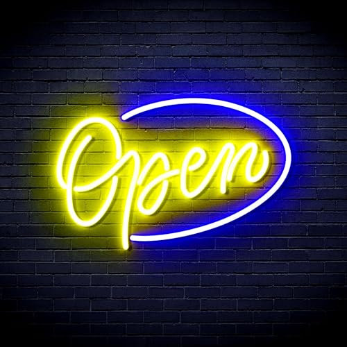 Open Sign Flex Silikon-LED-Neonschild – Blau und Gelb – st16s32-fnu0079-by