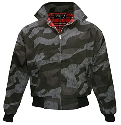 Spirit of England Mens Classic Harrington Style Jacket Knightsbridge Splinter Camouflage Tartan Lined (2X-Large)