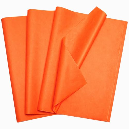 100 Blatt Geschenkverpackung Seidenpapier Bulk für Geschenktüten, Hochzeiten, Geburtstage, Duschen, Kunsthandwerk, Party, Gastgeschenk, Dekoration (35,6 x 50,8 cm, orange)
