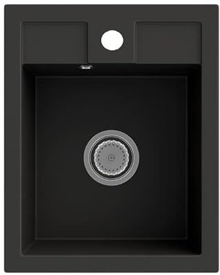 LINDBERGH® Küchen Granit-Spüle Schwarz MON44 mit Siphon, Verbundstoffe Made in Germany, Spülen Küche Matt Küchenspüle Spülbecken Kitchen Waschbecken Sinks Einbauspüle, inkl. Imprägnierung