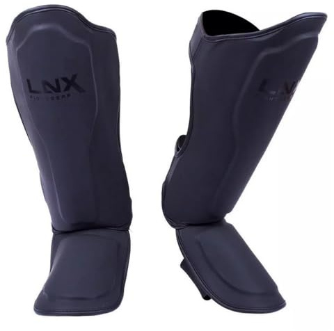 LNX Schienbeinschoner Muay Thai Pro Fight - Schienbeinschutz für Kampfsport Kickboxen Spannschützer S M L XL schwarz Herren Damen