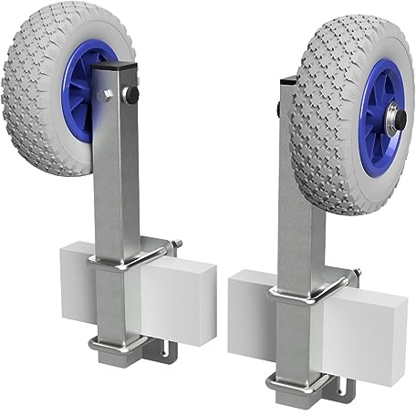 1 Paar Sliprollen mit Stütze Sliphilfe Bootstrailer PU-Reifen RKSID-200-PU, Ø 200 mm
