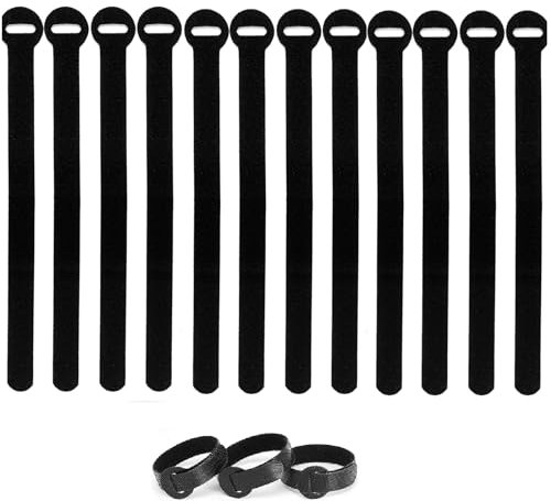 Reusable Cable Ties, 6-Inch Fastening Cable Straps Cable Management, Multi-Purpose Hook & Loop Cord Organizer Wire Ties, Adjustable Cable Organizer Cord Ties, Microfiber Cloth Straps, Black