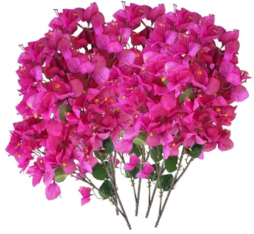 Bougainvillea Artificiale 5 Pezzi 98,6 Pollici Piante Di Bouganville in Seta Realistiche Rami Di Bouganville Finti Fiori Finti Steli per La Decorazione Domestica Viola Rosa Rossa