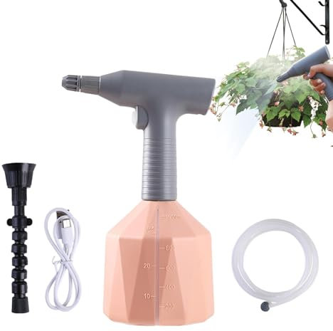Samuliy Arrosoir électrique portable | Arrosoir d'intérieur de 1 L avec tuyau d'eau de 2,5 m – Flacon pulvérisateur rechargeable, brumisateur pour plantes, arrosoir, brumisateur de plantes,
