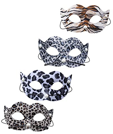 Vaguelly 4stücke Pvc Leopard Masken Für Halloween Und Kostümpartys Elastisch Für Erwachsene Detailreiche Gestaltung Für Cosplay Und