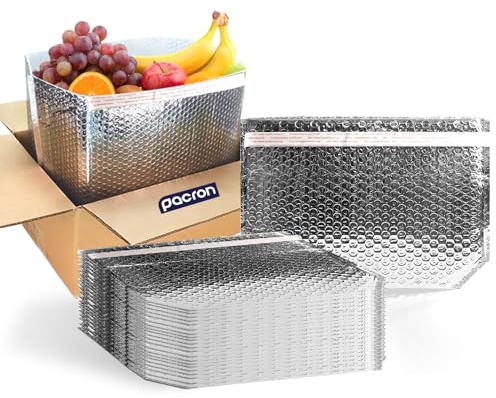25 Pack Insulated Box Liners 10 x10 x10 – Self-Seal Insulated Shipping Bags for Food and Perishables – Water-Resistant Thermal Foil Bubble Liners Made in the USA