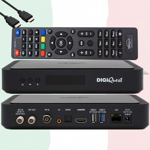 TiVuSat Carte 4K UHD + DIGIQuest Q80 Combo Receiver 4K H.265 S2+T2 HEVC Set-Top Box, récepteur TiVuSat certifié avec Carte (Non ACTIVÉE), Mediaplayer, WebRadio, câble HDMI HTS