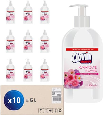 Handy Eco Lot de 10 savon liquide pour les mains au parfum de fleurs 500 ml