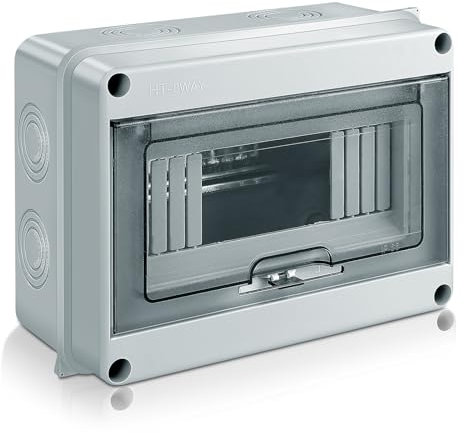 Zeawavsl Verteilerkasten Aufputz, IP65 Sicherungskasten Aufputz, 1-Reihig für 8 MODULE Kleinverteiler mit Messingklemmen, Aufputzverteiler für Garten oder Außenbereichen, Villen (8 MODULE)