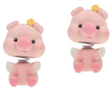ibasenice 2stücke Dashboard Deko Auto Niedliche Shaking Pig Figurine Für Innenraum Kawaii Resin Dekoration Für Auto Büro Und Restaurant Spaß Und Funktionalität Einem