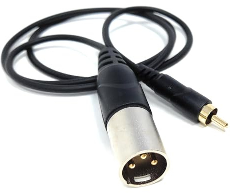 DRUT 1m 3-Pin Male XLR to RCA Phono Single Plug Cable