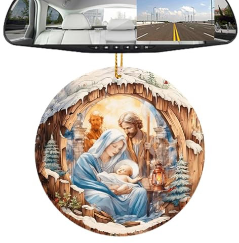Adornos de árbol de belén, accesorios de llavero de bolsa, adorno de Navidad para árboles, acrílico 2D, recuerdo cristiano religioso para decoración cristiana del árbol de Navidad