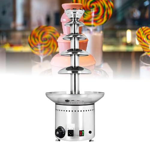 BOBVB Commercial Chocolate Fountain, 5 Tier Fountain Chocolate Cheese Melting Machine Cream Fondue, Stainless Steel Hot Chocolate Fondue Tower, Adjustable Temperature, for Party Wedding Restaurant
