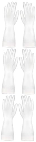 minkissy 3pairs Reusable Kitchen Gloves Translucent Dishwashing and Household Cleaning Tasks Fits Comfortably for Washing up Dishes and Scrubbing Surfaces Style
