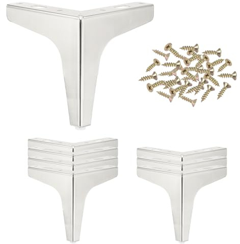 PATIKIL Metal Furniture Legs 5.12 Inch, 8 Pack Triangle Furniture Feet DIY Replacement Legs Modern Style for Cabinet Cupboard Table Couch Sofa Dresser, Silver