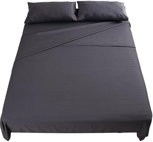 Set Lenzuola Letto Una Piazza e Mezza 140x200 cm cm 4pz Set Completo Lenzuolo Letto Piatto, Coprimaterasso con Angoli e Federe 50x80 in Morbida Microfibra Spazzolata Anti-Acaro Lavabile in Lavatrice