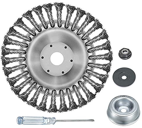 Cabezal cortador de césped de alambre de acero para desbrozadora, accesorio de cepillo para cortacésped de 6 pulgadas con 4 accesorios de repuesto