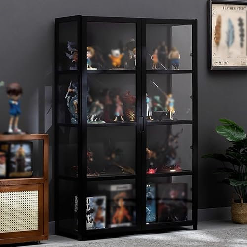 Vitrine aus Bambus mit Acryltüren, 5 Etagen, Aufbewahrungskoffer für Sammlerstücke, Bücher und Trophäen, ideal für Spielzimmer oder Schlafzimmer