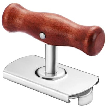 VZU Dosenöffner, Arthritis-Glasöffner, Edelstahl Glasöffner Schraubdeckelöffner, Dosenöffner Senioren mit Verstellbarem Griff, Deckelöffner für Schraubgläser für Familie, Picknick, Geschäft, Holzfarbe