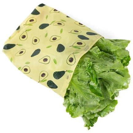QAZWZG Bread Bags 4PCS Beeswax Wrap Fresh Keeping Cloth Reusable Kitchen Fruit Food Vegetable Storage Bags Toast Bags(Green,29x27cm)