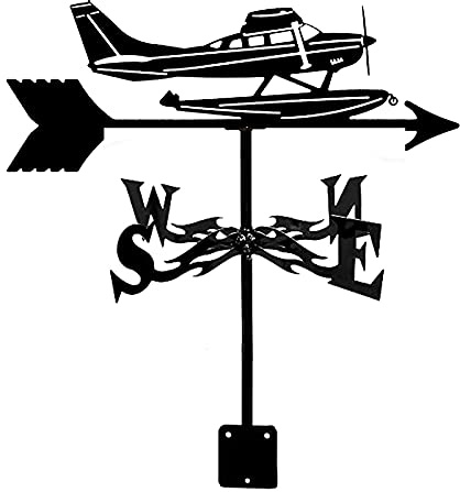 SaryEdge Girouette, indicateur de Direction du Vent en Acier Inoxydable de Jardin en métal Noir avec Statues de Sculptures d'animaux Outil de Mesure Professionnel pour Toit d(Avion et Bateau