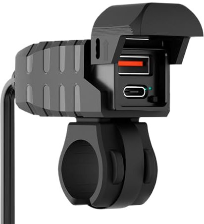 Motorcycle Charger, Fast Charging Usb, Handlebar Mount Secure Installation High Capacity Easy Wiring, Motorcycle Phone Charger for Outdoor, 3.19x3.19x4.57inches