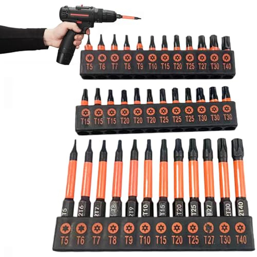 Torx Bit Set | 36-Piece S2 Steel Torx Screwdriver Set | T5-T40 Magnetic Security Torque Bits, Sturdy Precision Tools for Motorcycles, Computers & Electronics