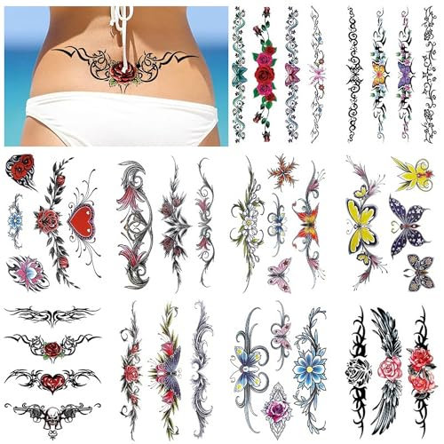 10 Fogli Tatuaggio Temporaneo Per Uomini E Donne,Tatuaggi Finti per Adulti, Donne Corpo Cicatrici Adesivi, Tatuaggi Finti Impermeabili Realistici Tattoo Temporanei, Copertina Per Cicatrici Del Corpo