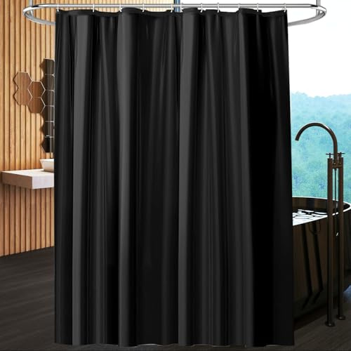 hzkais Black Shower Curtain, Mould Proof and Mildew Resistant Washable Bathroom Curtains, Shower Curtain for Bathroom, Bath Curtains with Hooks, 180 x 180 cm (71 x 71 Inch)