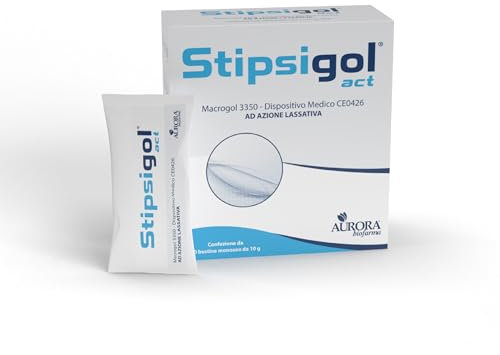 Aurora Biofarma Stipsigol Act 20 Bustine - Lassativo Forte per Stitichezza e Pancia Gonfia - Regola il Transito Intestinale