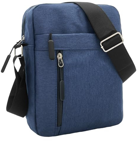 VINPAM Men's Large Capacity Crossbody Shoulder Bag - Waterproof Nylon Messenger Bag with Adjustable Strap, Spacious Chest Sling Bag for Travel & Daily Use (blue)