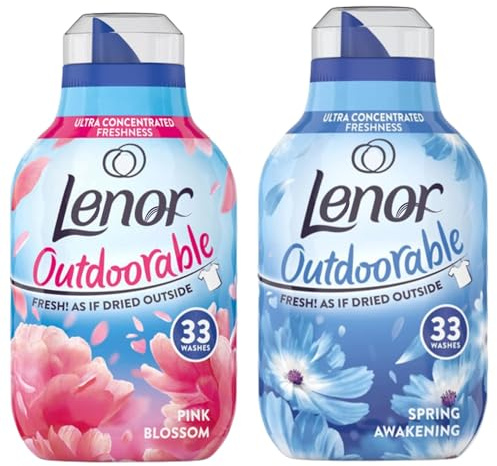 Outdoorable Ultra Concentrated Fabric Conditioner, Pink Blossom and Spring Awakening, 462ml, 33 Washes, Fresh Outdoor Scent