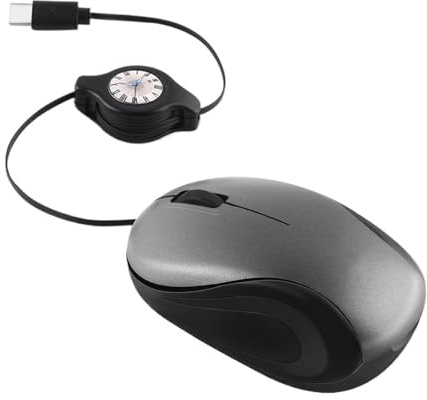 Evember Ratones de Viaje Ligeros Tipo C con Cable USB, Accesorios ópticos de computadora para nómadas Digitales, programadores, Jugadores, Negocios, Trabajo, Escritorio, hogar, cafetería