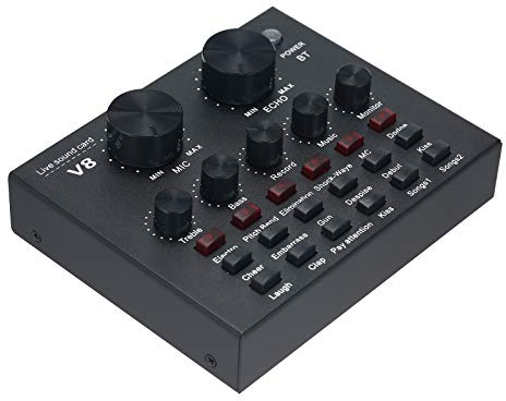 Scheda audio esterna V8 Microfono per telefono cellulare USB Interfaccia audio per computer dal con BT Canto online Chat Registrazione in streaming per la musica