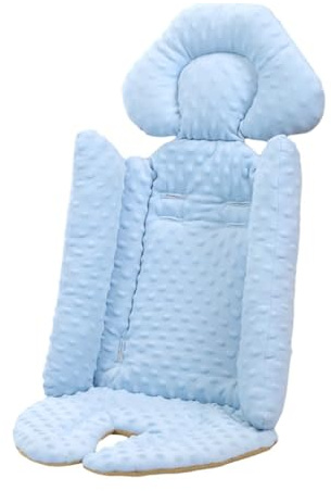 QUXVUIS Machine Washable Stroller Mat Thick Soft Comfortable Cushion for Infant Pushchair Baby Stroller Mattresses Cushion with Back Nonslip to Childs Comfortable Experience, Blue, 41x84cm