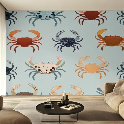 Generico Fotomurali Carta da Parati Granchio, Carta da Parati Camera da Letto Nautico Costiero Soggiorno Decorazioni Parete Tessuto Non Tessuto 400x280 W47
