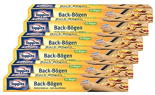 Toppits Back-Bögen 20 Bögen 38x42 cm Antihaft-Struktur (6er Pack)