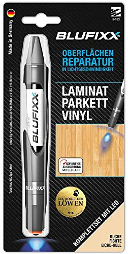 Blufixx* PW Blaulicht-Reparatur Komplett-Set für Laminat, Parkett, Vinyl - Farben: Buche, Fichte, Eiche hell (Made in Germany)