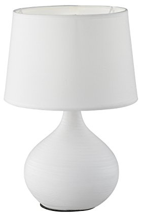 lightling Tischlampe Beate mit Keramikfuß und Schirm aus Stoff in Weiß, Nachttischlampe, Tischleuchte, Fuß aus Keramik, exkl. 1 x E14 max. 40W, Höhe: 29cm, Ø 20cm