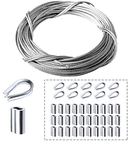 Amadget Stainless Steel Wire Rope, 316 Marine Grade Cable Railing Kit, Aircraft Rope & Picture Hanging for Railing, Decking, Boat Marine Hardware (1/8 x 100 Feet)