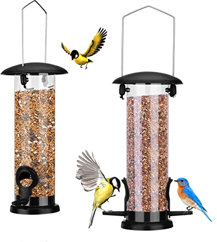 Bird Feeders for Small Birds 2PCS Wild Bird Feeders for Outdoors Plastic Bird Seed Feeder Hanging for Garden Outdoors Feeding