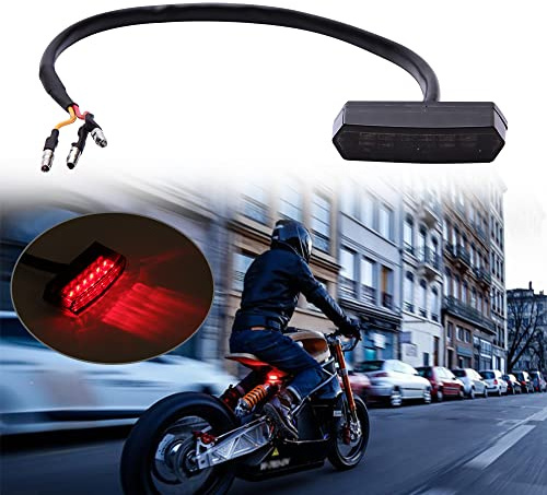 DREAMIZER Motorcycle Mini Tail Light LED Blinker License Plate Light Auxiliary Indicator Light Black for Electric Bike Bobber Roller Quad and ATV
