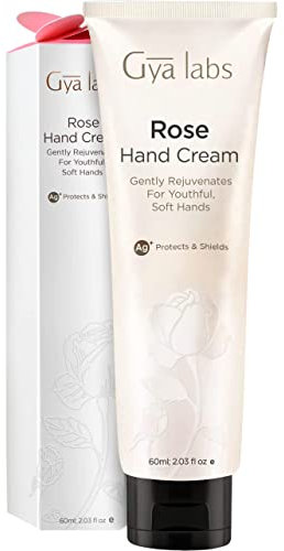 Gya Labs Rose Handcreme (60 ml) feuchtigkeitsspendend für trockene Hände und rissige Haut – angereichert mit Sheabutter und reinem Rosenöl – Reisegröße & gut für Urlaubsgeschenke