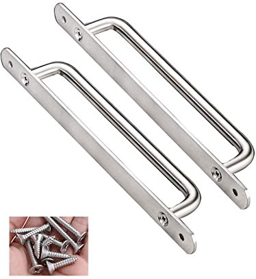 Scheunentor-Griff, Türgriff Schiebetür Heavy Duty Edelstahl Pull Push Türgriffe mit Rückplatte Für Küche, Möbel, Schränke, Schränke, Türen mit Schrauben(Size:Hole distance 165mm)