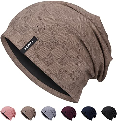 HAMUNI Slouch Beanie Mütze für Herren Damen, Dünne und Leichte Jacquard Jersey Beanies Chemo Kopfbedeckung Mützen Laufmütze Mütze Slouchy Baggy Beanie Unisex Flexible Klassische Winter Sommer Hüte