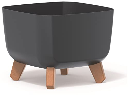 Prosperplast Gracia Square Maceta con Patas Desmontables, Incluye Inserto para Interior y Exterior, Maceta Cuadrada de plástico, Resistente a los Rayo