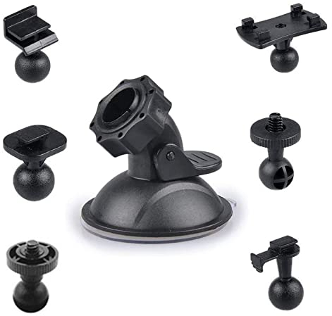 DOYUKY Voiture Support Caméra Embarquée, Support de Fixation à Ventouse 5 Types Adapter à 360 Degrés Angle, Support de Tableau de Bord, pour La Conduite de Caméscope GPS